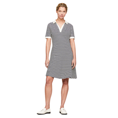 Tommy Hilfiger Abito corto Abito polo Donna a righe orizzontali Blu - Francavilla Moda
